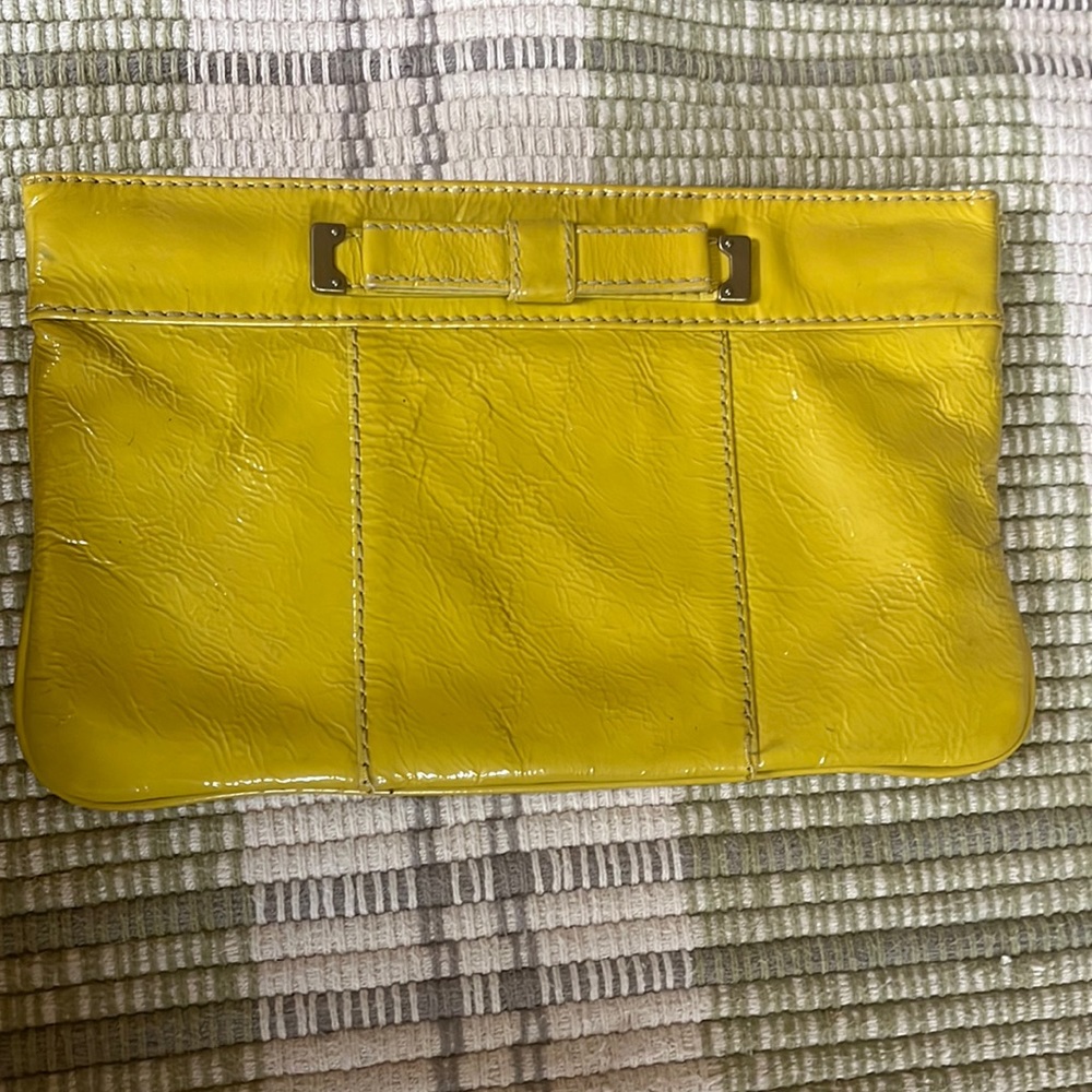 Yellow patent jcrew clutch